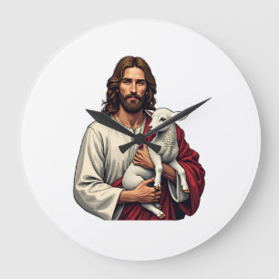 Reloj Redondo Grande Buen Pastor Jesús Camiseta de Grabado Vintage 2