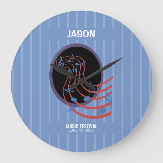 Reloj Redondo Grande Buena suerte, círculo de música negra (Anverso)