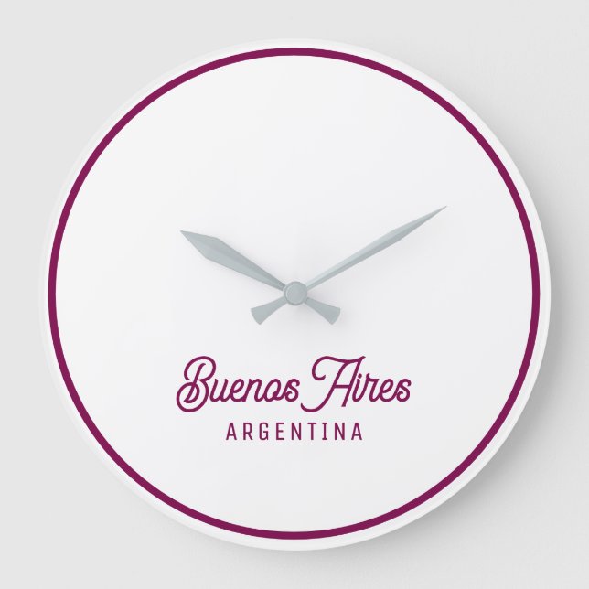 Reloj Redondo Grande Buenos Aires Elegant Minimal Retro logo Large Cloc (Anverso)