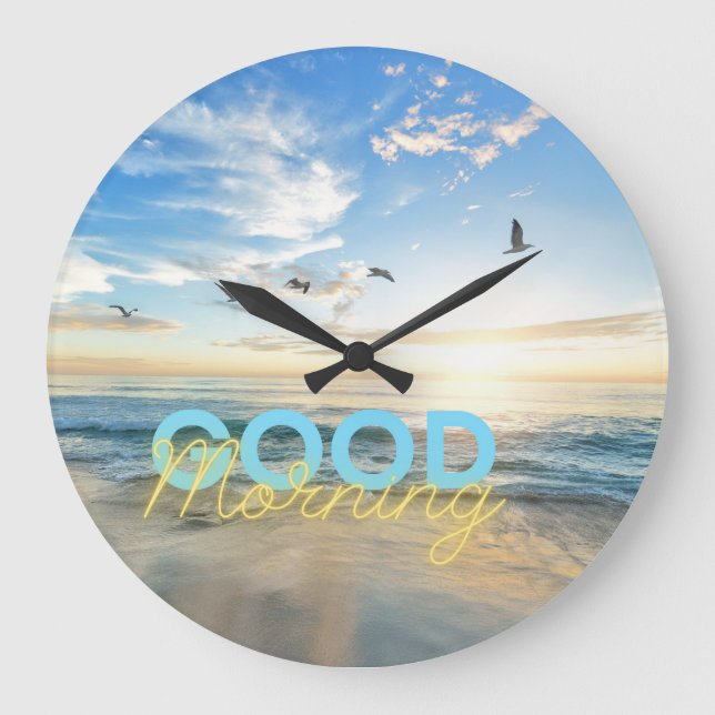 Reloj Redondo Grande Buenos días cielo azul (Anverso)