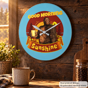 Reloj Redondo Grande Buenos Días Sol Bigfoot Café Humor Arte