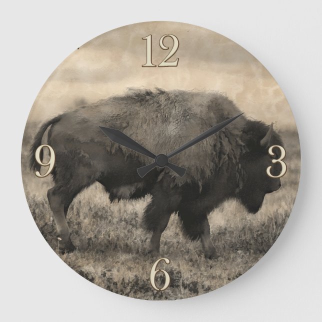 Reloj Redondo Grande Búfalo americano - bisonte de los llanos (Anverso)