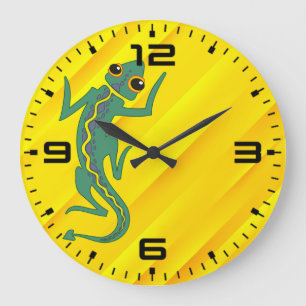 Reloj Redondo Grande Buggi Green Lizard Artistic Clipart-27847