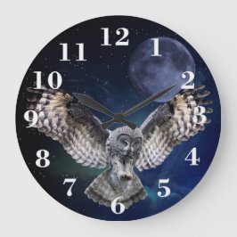 Reloj Redondo Grande Búho en vuelo