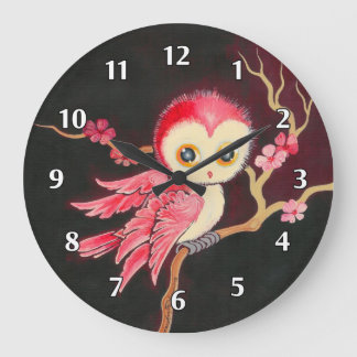 Reloj Redondo Grande Búho Rojo Dulce