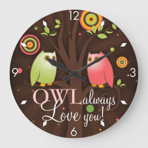 Reloj Redondo Grande Búho siempre te ama