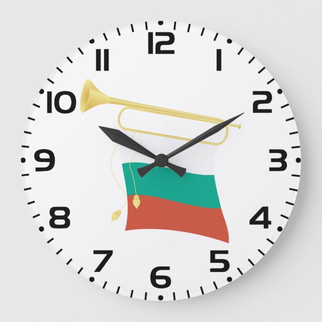 Reloj Redondo Grande Bulgarian Flag and Bugle (Anverso)