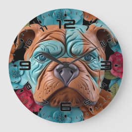 Reloj Redondo Grande bulldog 3D