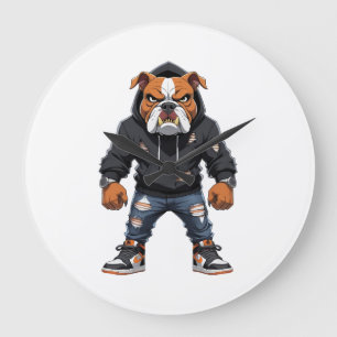 Reloj Redondo Grande Bulldog Alfa Urbano � Mascota de Estilo Callejero