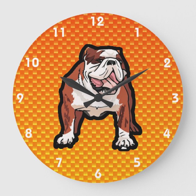 Reloj Redondo Grande Bulldog amarillo (Anverso)