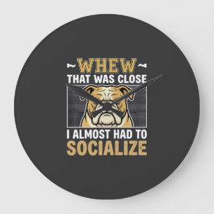 Reloj Redondo Grande Bulldog Divertido Socializar Perro