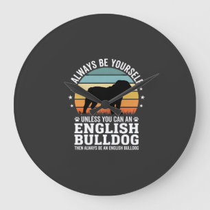 Reloj Redondo Grande Bulldog Inglés Puesta de Sol Sé Tú Mismo Perro