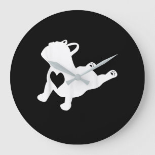 Reloj Redondo Grande Bulldog Yoga Pose Love Heart Workout Regalo