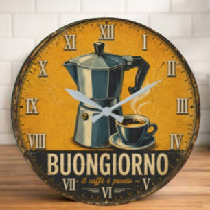 Reloj Redondo Grande Buongiorno Coffee 