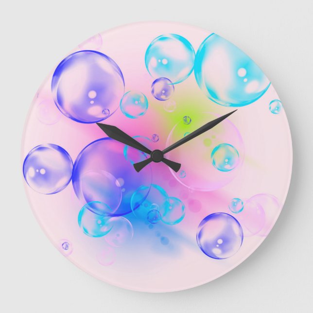 Reloj Redondo Grande BURBUJAS - Burbujas coloridas para niños - (Anverso)