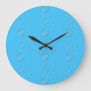 Reloj Redondo Grande Burbujas de agua azul