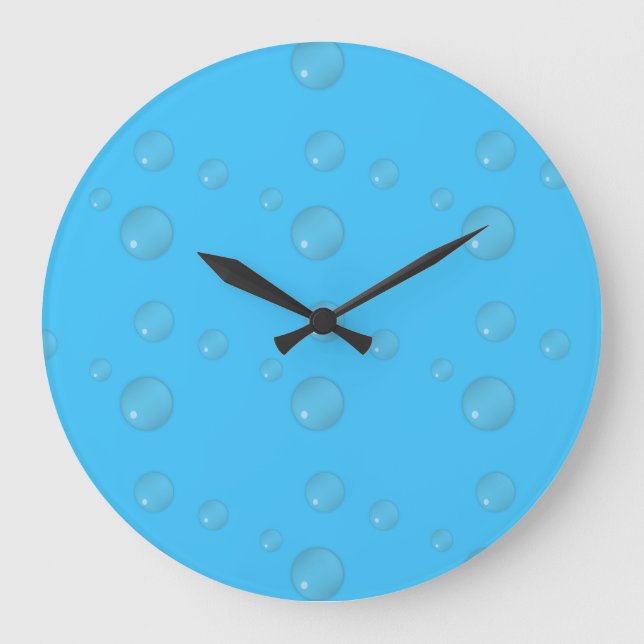 Reloj Redondo Grande Burbujas de agua azul (Anverso)