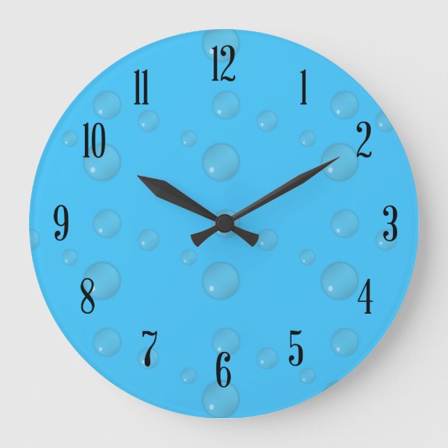 Reloj Redondo Grande Burbujas de agua azules con numerosos (Anverso)