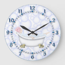 Reloj Redondo Grande Burbujas de baño azules