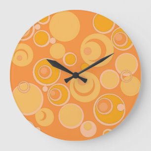 Reloj Redondo Grande Burbujas en todas partes Naranja