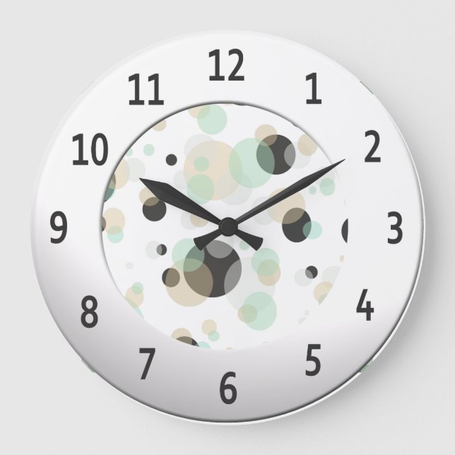 Reloj Redondo Grande Burbujas modernas con brillantes dígitos metálicos (Anverso)