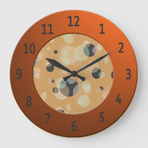 Reloj Redondo Grande Burbujas modernas con brillantes dígitos Naranjas