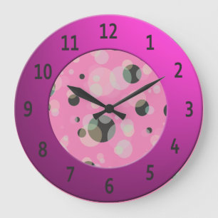 Reloj Redondo Grande Burbujas modernas con un círculo de dígitos rosa