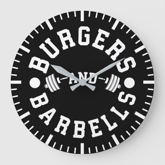Reloj Redondo Grande Burgers and Barbells - Graciosa motivación de entr (Anverso)