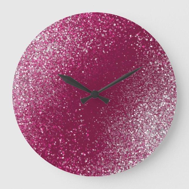 Reloj Redondo Grande Burgundy and Silver Glitter (Anverso)