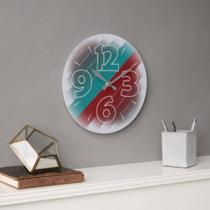 Reloj Redondo Grande Burgundy turquesa sobre gris