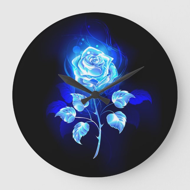 Reloj Redondo Grande Burning Blue Rose (Anverso)