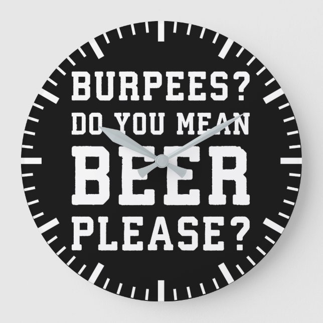 Reloj Redondo Grande Burpees, Quieres Decir Cerveza Por Favor - Gimnasi (Anverso)
