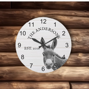 Reloj Redondo Grande Burro Curioso Personalizado Lindo 