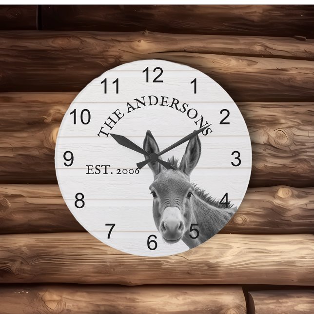 Reloj Redondo Grande Burro Curioso Personalizado Lindo  (Subido por el creador)