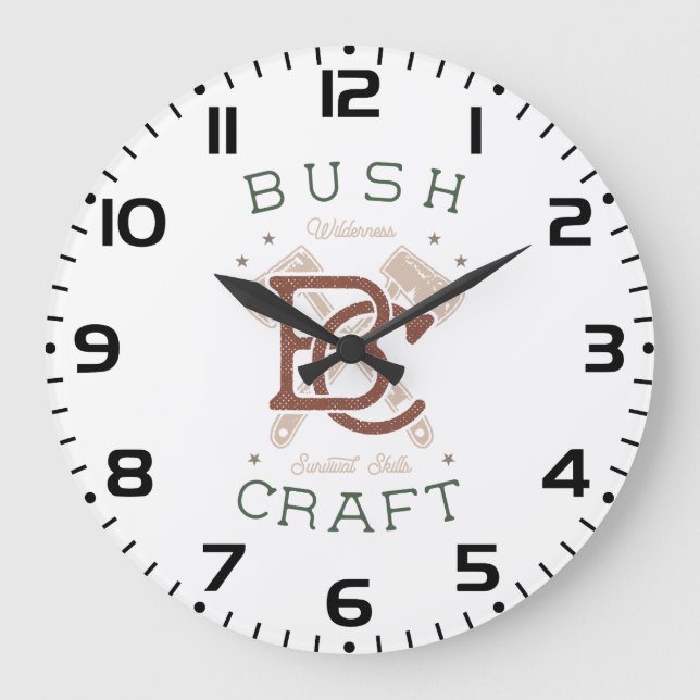 Reloj Redondo Grande Bushcraft Survival Skills Wilderness Camping (Anverso)