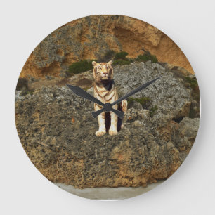 Reloj Redondo Grande Búsqueda de tigres blancos,