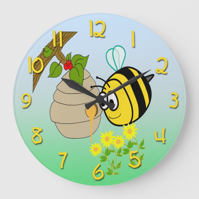 Reloj Redondo Grande Busy Bee Cute Kid's Round Wall Clock (Anverso)