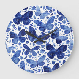 Reloj Redondo Grande Butterflies Watercolor Blue