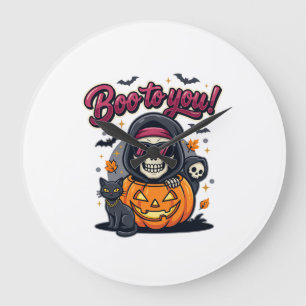 Reloj Redondo Grande Buu para ti calabaza de esqueleto de Halloween