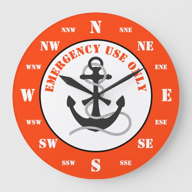 Reloj Redondo Grande Buya divertida en los botes de anillo de vida (Anverso)