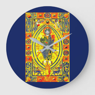 Reloj Redondo Grande Byzantine folk art Jesus