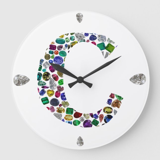 Reloj Redondo Grande C Diseño inicial de gema (Anverso)
