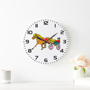 Reloj Redondo Grande Caballo de carreras con conductor