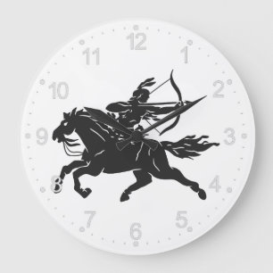 Reloj Redondo Grande Caballo de equitación indio: elegir el color de fo