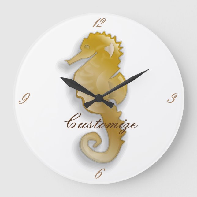Reloj Redondo Grande Caballo de mar dorado Thunder_Cove (Anverso)