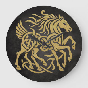 Reloj Redondo Grande Caballo de ocho patas Sleipnir Diseño de mitología