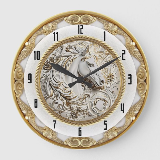 Reloj Redondo Grande Caballo de oro Art Deco (Anverso)