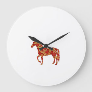 Reloj Redondo Grande Caballo del Año Nuevo Chino con Dragón Fénix