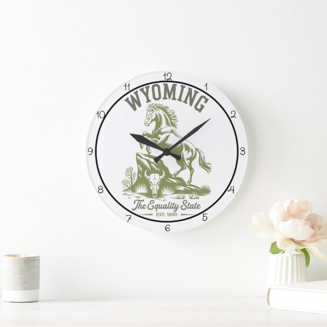 Reloj Redondo Grande Caballo del Estado de Igualdad de Wyoming  (Hogar)