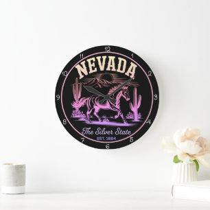 Reloj Redondo Grande Caballo del Estado de Plata de Nevada